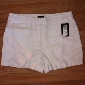 Women’s white shorts.